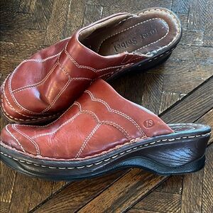 Josef Seibel Women's Brick Red Leather Mules